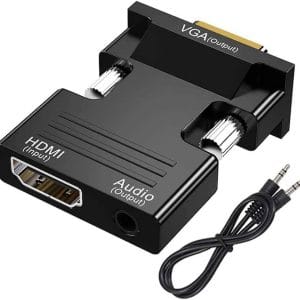 Mini Adaptateur VGA vers HDMI avec Audio – Convertisseur Vidéo Haute Définition pour PC vers TV/Écran HDMI