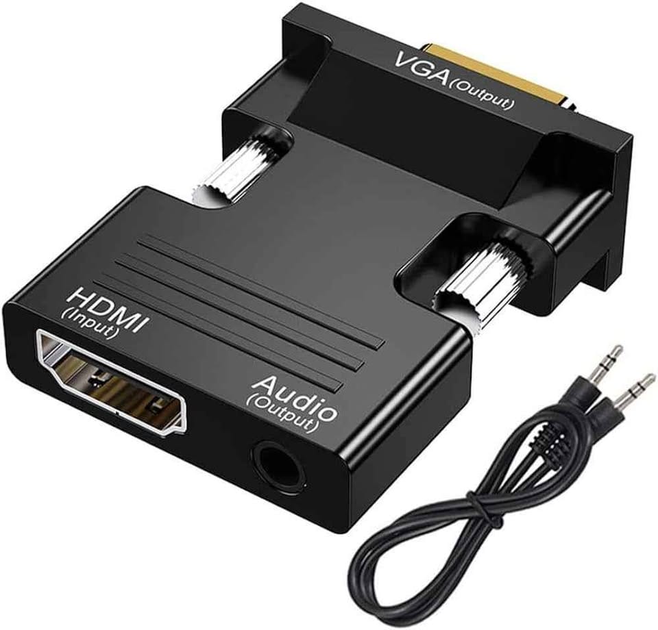 Mini Adaptateur VGA vers HDMI avec Audio – Convertisseur Vidéo Haute Définition pour PC vers TV/Écran HDMI
