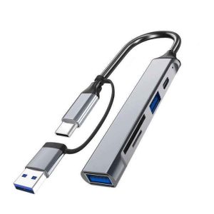 Hub USB-C & USB 5 en 1 – Adaptateur Multiport avec USB 3.0, SD/TF