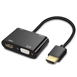 Adaptateur HDMI vers HDMI + VGA avec Alimentation & Sortie Audio – Double Affichage Pratique