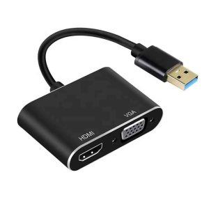 Adaptateur USB vers HDMI & VGA – Double Affichage Vidéo Pratique pour PC et Ordinateurs Portables