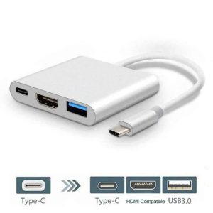 Adaptateur Multiport USB-C 3 en 1 – Hub Compact avec USB, HDMI et USB C