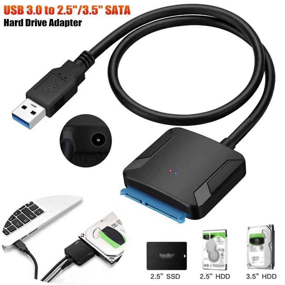 Câble USB 3.0 vers SATA 2.5"/3.5" – Adaptateur pour Disques Durs HDD/SSD