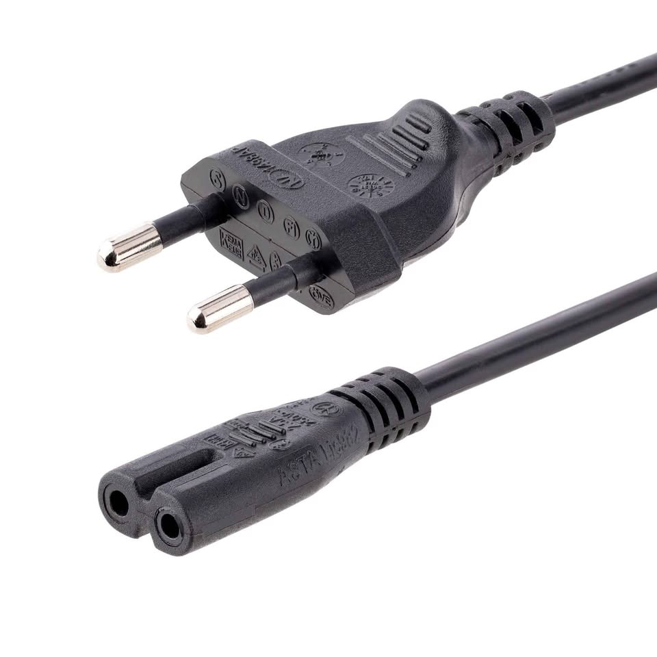 Cordon d’Alimentation Secteur 2 Broches C7 – 1,5 m – 250V / 2,5A – Type Euro 8